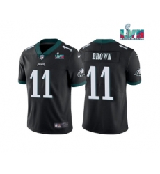 Men's Philadelphia Eagles #11 A.J. Brown Black Super Bowl LVII Patch Vapor Untouchable Limited Stitched Jersey