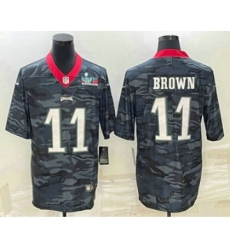 Men's Philadelphia Eagles #11 AJ Brown Camo Super Bowl LVII Patch Limited Stitched Jersey