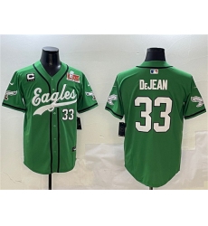 Men's Philadelphia Eagles #33 Cooper DeJean Green 2025 Super Bowl LIX And 3-Star C Stitched Baseball Jersey
