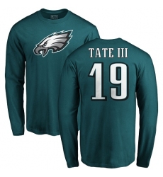 Nike Philadelphia Eagles #19 Golden Tate III Green Name & Number Logo Long Sleeve T-Shirt