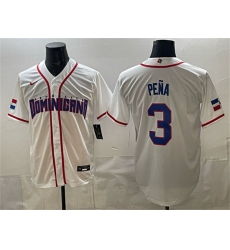 Men's Dominican Republic Baseball #3 Jeremy Pena White 2026 World Baseball Classic Home Stadium Stitched Jersey