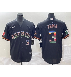 Men's Nike Houston Astros #3 Jeremy Pena Black Colors Stitche Cool Base Jersey