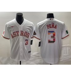Men's Nike Houston Astros #3 Jeremy Pena White Colors Stitche Cool Base Jersey