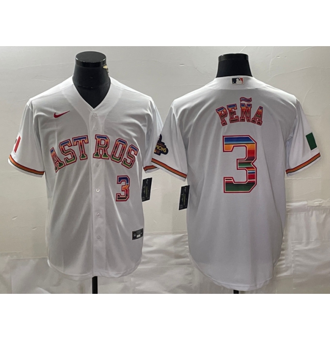 Men's Nike Houston Astros #3 Jeremy Pena White Colors Stitche Cool Base Jersey