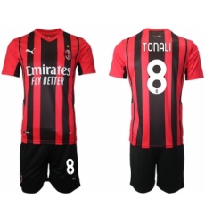 Men 2021-2022 Club AC Milan home red 8 Soccer Jersey