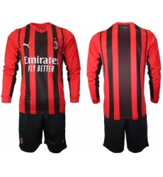 Men 2021-2022 Club Ac Milan home red Long Sleeve blank Soccer Jersey