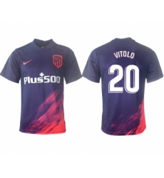 Men 2021-2022 Club Atletico Madrid away aaa version purple 20 Soccer Jersey
