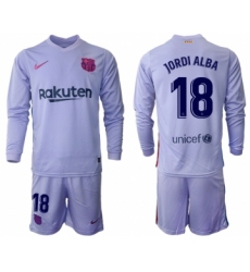 Men 2021-2022 Club Barcelona Second away purple Long Sleeve 18 Soccer Jersey