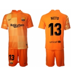 Men 2021-2022 Club Barcelona orange red goalkeeper 13 Soccer Jersey