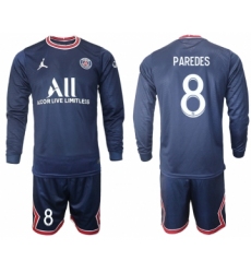 Men 2021-2022 Club Paris St German home blue Long Sleeve 8 Soccer Jersey