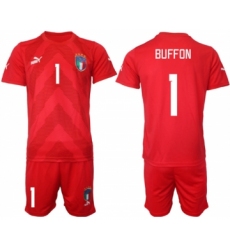 Men's Italy #1 Buffon Red Goalkeeper Soccer Jersey Suit