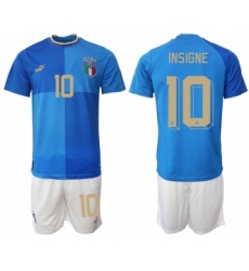 Men's Italy #10 Insigne Blue Home Soccer Jersey Suit