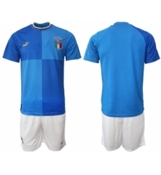 Men's Italy Custom Blue Home Soccer Jersey Suit