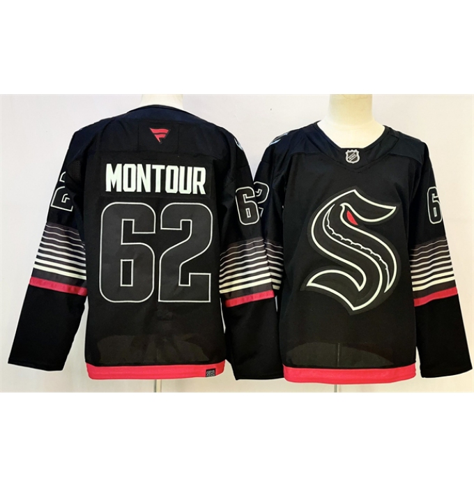 Men's Seattle Kraken #62 Brandon Montour Black 2026 Alternate Stitched Hockey Jersey