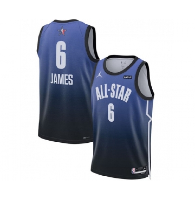 Men's 2023 All-Star #6 LeBron James Blue Game Swingman Stitched Basketball Jersey