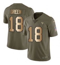 Youth Nike Arizona Cardinals #18 A.J. Green Olive Gold Stitched NFL Limited 2017 Salute To Service Jersey