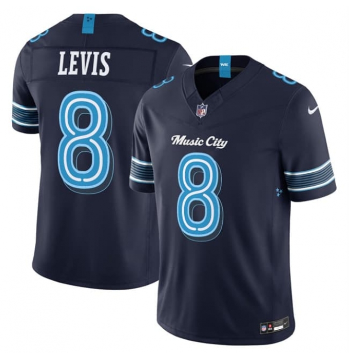 Men's Tennessee Titans #8 Will Levis Navy 2026 F.U.S.E. 'Music City' Rivalries Collection Limited Football Stitched Jersey