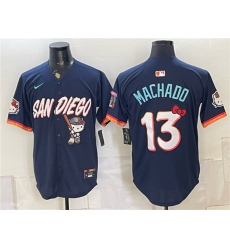 Men's San Diego Padres X Hello Kitty #13 Manny Machado Obsidian 2026 City Connect Stadium Stitched Baseball Jersey