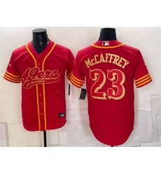 Men's San Francisco 49ers #23 Christian McCaffrey Red Gold Cool Base Stitched Baseball Jersey