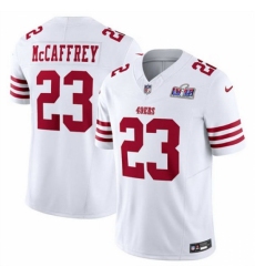 Youth San Francisco 49ers #23 Christian McCaffrey White 2023 F U S E Vapor Untouchable Limited Stitched Football 2024 Super Bowl LVIII Jersey