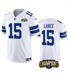 Men's Dallas Cowboys #15 Trey Lance White 2023 F.U.S.E. NFC East Champions Football Stitched Jersey