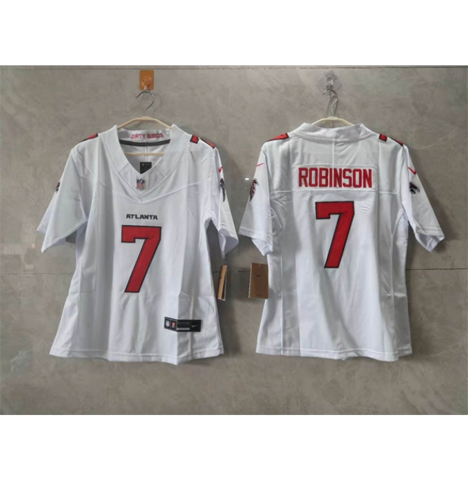 Women's Atlanta Falcons #7 Bijan Robinson White 2026 New F.U.S.E. Stitched Jersey(Run Small)