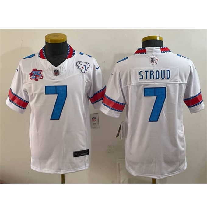 Youth Houston Texans #7 C.J. Stroud White 2026 25th Anniversary F.U.S.E. Rivalries Collection Limited Stitched Football Jersey