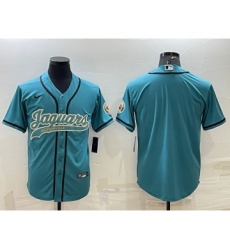 Men's Nike Jacksonville Jaguars Blank Teal Cool Base Stitched Baseball Jersey