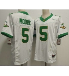 Men's Oregon Ducks #5 Dakorien Moore White FUSE College Football Jersey