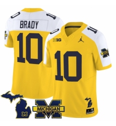 Men's Michigan Wolverines #10 Tom Brady Maize Alternate F U S E 2025 Vapor Limited Stitched Football Jersey