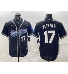 Mens Brooklyn Dodgers #17 大谷翔平 Black Cool Base With Stitched Baseball Jersey