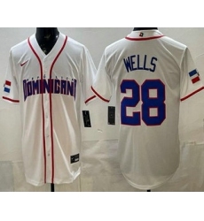 Men's Dominican #28 Austin Wells White 2026 World Baseball Classic Cool Base Jersey