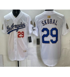 Men's Los Angeles Dodgers #29 Tarik Skubal White Gold 9x B2B Champs Collection Limited Jersey