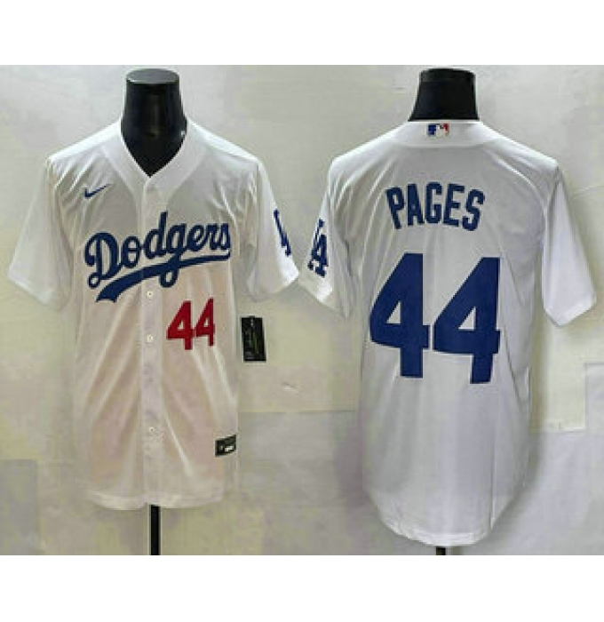 Men's Los Angeles Dodgers #44 Andy Pages Number White Cool Base Stitched Jersey