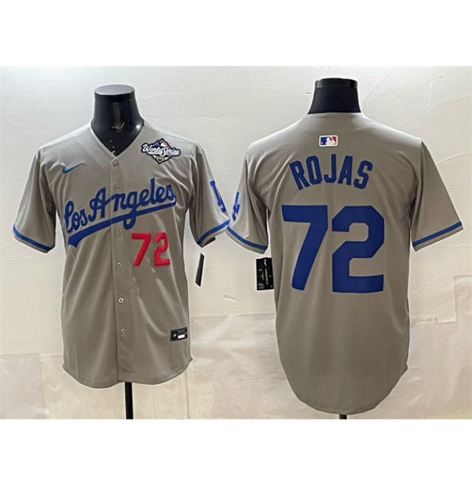 Men's Los Angeles Dodgers #72 Miguel Rojas Grey 2025 World Series Limited Stitched Baseball Jersey