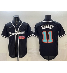 Men's San Antonio Spurs #11 Carter Bryant Black Stitched Baseball Jersey