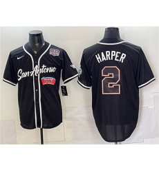 Men's San Antonio Spurs #2 Dylan Harper Black USA 250 Stitched Baseball Jersey