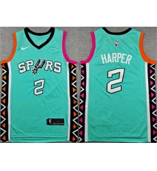 Men's San Antonio Spurs #2 Dylan Harper Teal City Edition Stitched Basketball Jersey