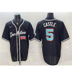Men's San Antonio Spurs #5 Stephon Castle Black Stitched Baseball Jersey