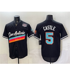 Men's San Antonio Spurs #5 Stephon Castle Black USA 250 City Edition Stitched Baseball Jersey