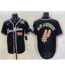 Men's San Antonio Spurs Team Big Logo Black USA 250 Stitched Baseball Jersey