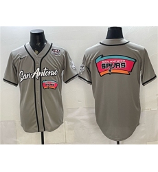Men's San Antonio Spurs Team Big Logo Gray USA 250 Stitched Baseball Jersey