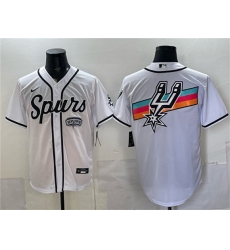 Men's San Antonio Spurs Team Big Logo White Stitched Baseball Jersey