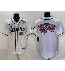 Men's San Antonio Spurs Team Big Logo White USA 250 Stitched Baseball Jersey