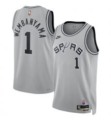 Men's San Antonio Spurs #1 Victor Wembanyama Silver 2026-27 Classic Edition Stitched Basketball Jersey