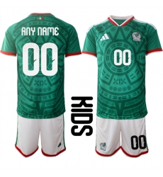 Youth Mexico Custom Any Name And Number National Team FIFA x World Cup 2026 Home Green On Field Kids Jersey
