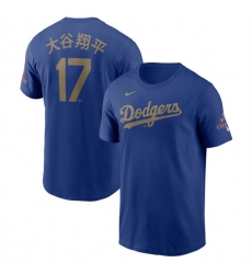 Men's Los Angeles Dodgers #17 大谷翔平 Royal 2025 Gold Collection Name & Number T-Shirt