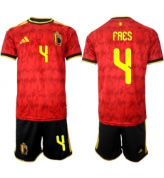 Men's Belgium #4 FAES National Team FIFA x World Cup 2026 Home Red On Field Jersey