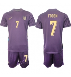 Men's England #7 Philip Walter Foden 2024-25 Purple Away Soccer Jersey Suit