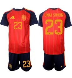 Men's Spain #23 UNAI SIMON National Team FIFA x World Cup 2026 Home Red On Field Jerseys